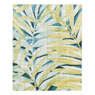 Sunlit Palms - Palm Tree Leaves Jigsaw Puzzle