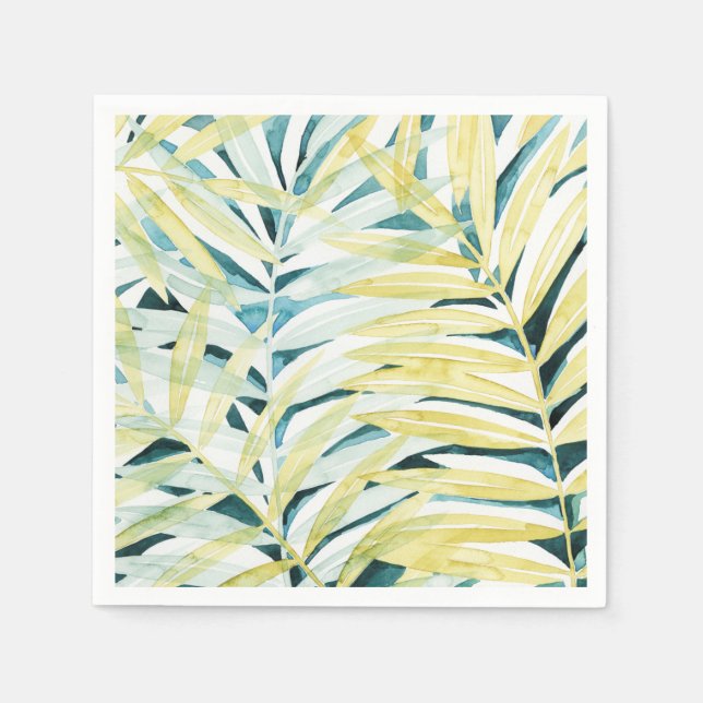 Sunlit Palms - Palm Tree Leaves Napkins (Front)