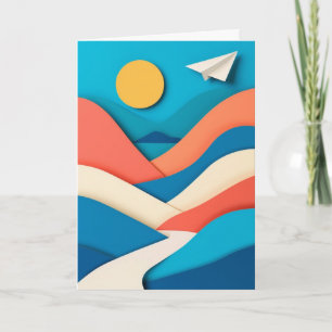 Sunlit Paper Airplane Journey Card