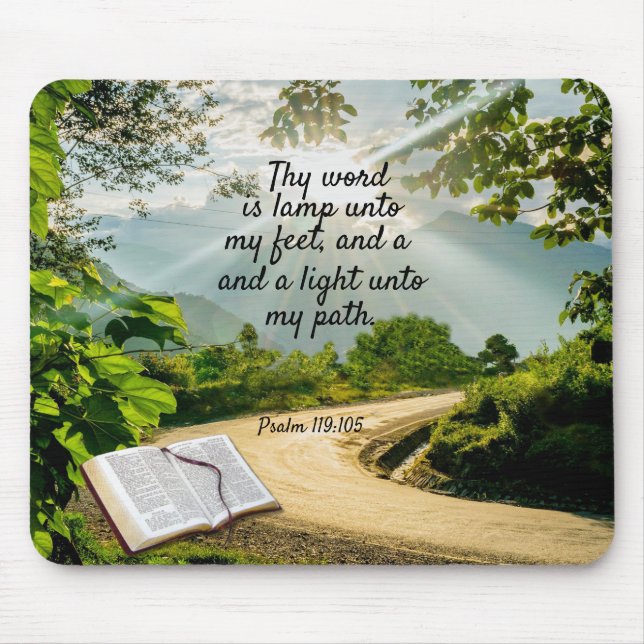 Sunlit Pathway and Bible Mouse Pad (Front)