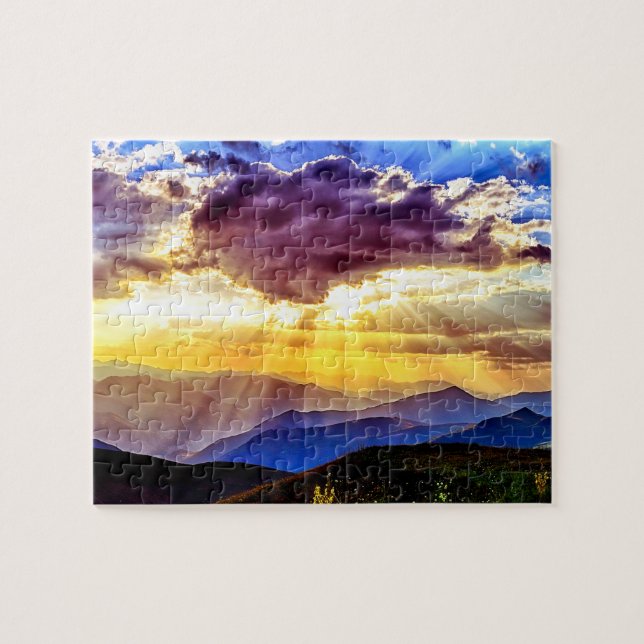 Sunlit Peaks: Wildflowers & Blue Ridges Jigsaw Puzzle (Horizontal)