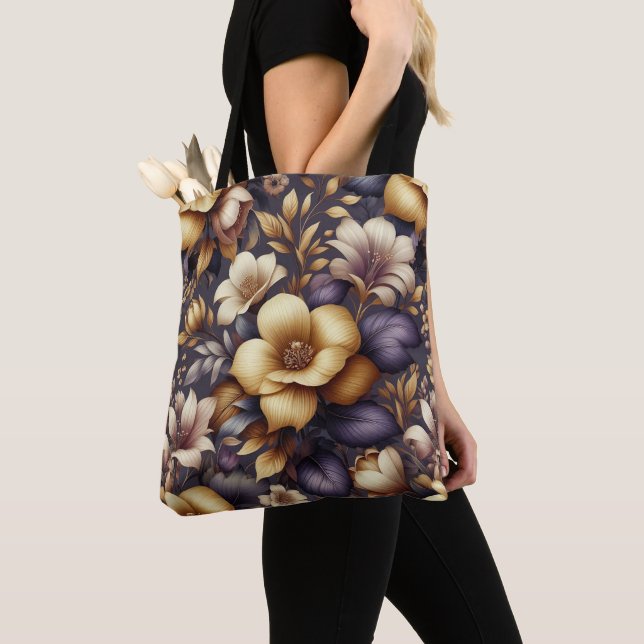 Sunlit Petals and Purple Haze Tote Bag (Close Up)