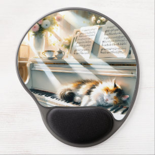 Sunlit Piano Cat Cottagecore Dream Gel Mouse Pad