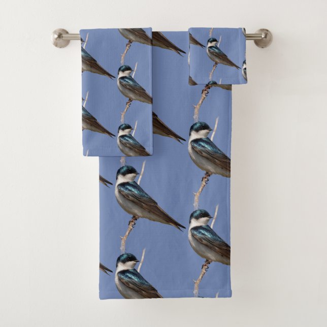 Sunlit Profile of a Tree Swallow Songbird Bath Towel Set (Insitu)