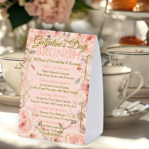 Sunlit Rococo Garden Galentine Brunch Florals Tea Paper Table Tent