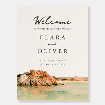 Sunlit Sardinia Coast Italy Wedding Welcome Sign  