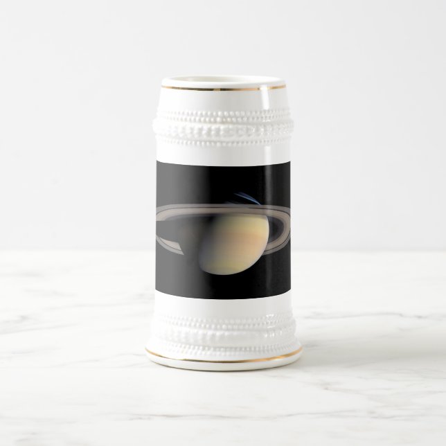 Sunlit Saturn Gas Giant Planet by Cassini Beer Stein (Center)