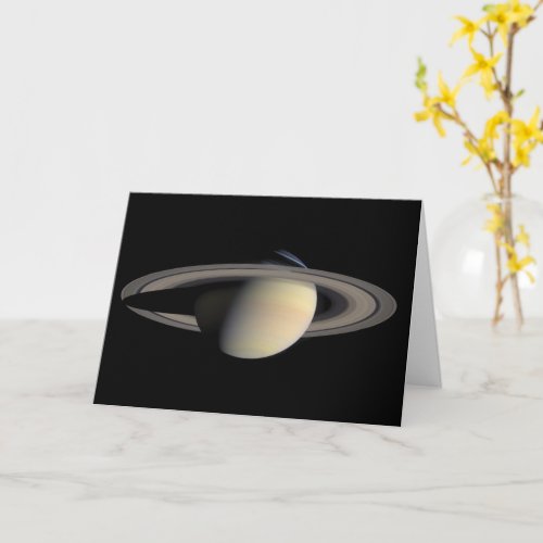 Sunlit Saturn Gas Giant Planet by Cassini Card