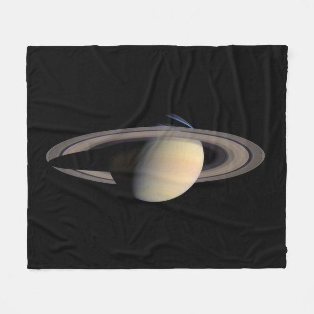 Sunlit Saturn Gas Giant Planet by Cassini Fleece Blanket (Front (Horizontal))