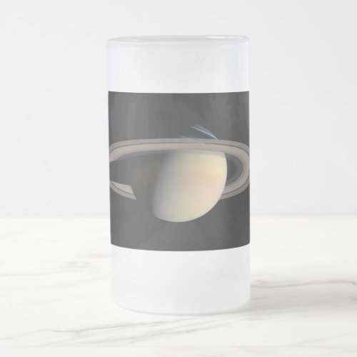 Sunlit Saturn Gas Giant Planet by Cassini Frosted Glass Beer Mug