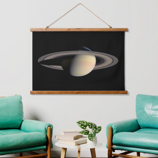 Sunlit Saturn Gas Giant Planet by Cassini Hanging Tapestry (Living Room)