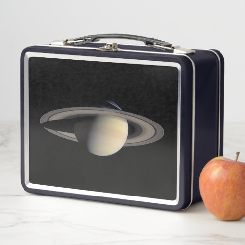 Sunlit Saturn Gas Giant Planet by Cassini Metal Lunch Box