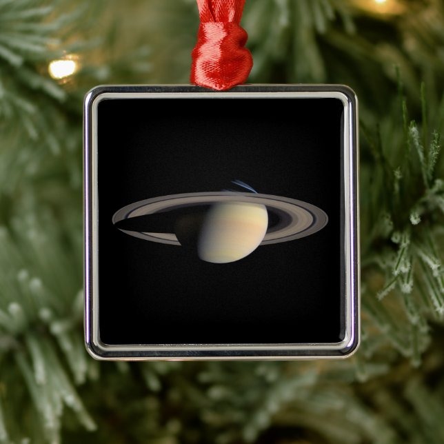 Sunlit Saturn Gas Giant Planet by Cassini Metal Ornament (Tree)