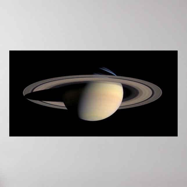 Sunlit Saturn Gas Giant Planet by Cassini Poster (Front)