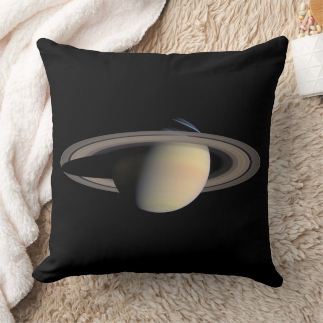 Sunlit Saturn Gas Giant Planet by Cassini Throw Pillow (Blanket)