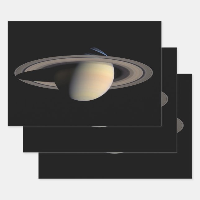 Sunlit Saturn Gas Giant Planet by Cassini Wrapping Paper Sheets (Set)