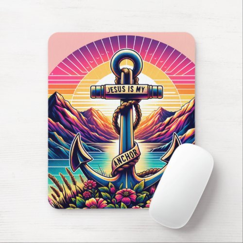 Sunlit Serenity Jesus is My Anchor Mouse Pad