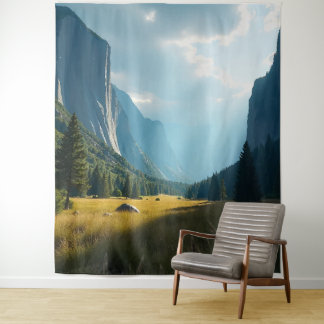 "Sunlit Silence in the Granite Valley" Tapestry