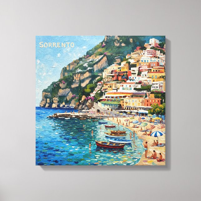 Sunlit Sorrento Seaside Escape Canvas Art (Front)