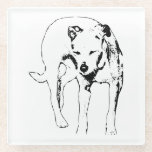 Sunlit Squint Glass Coaster<br><div class="desc">Protect your table with this expressive ink drawing of a dog squinting against the glare. The lively pose adds humor and individuality, making it a standout accent for gatherings.</div>