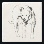 Sunlit Squint Stone Coaster<br><div class="desc">Protect your table with this expressive ink drawing of a dog squinting against the glare. The lively pose adds humor and individuality, making it a standout accent for gatherings.</div>