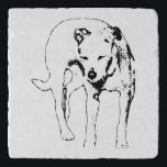 Sunlit Squint Trivet<br><div class="desc">Protect your table with this expressive ink drawing of a dog squinting against the glare. The lively pose adds humor and individuality, making it a standout accent for gatherings.</div>