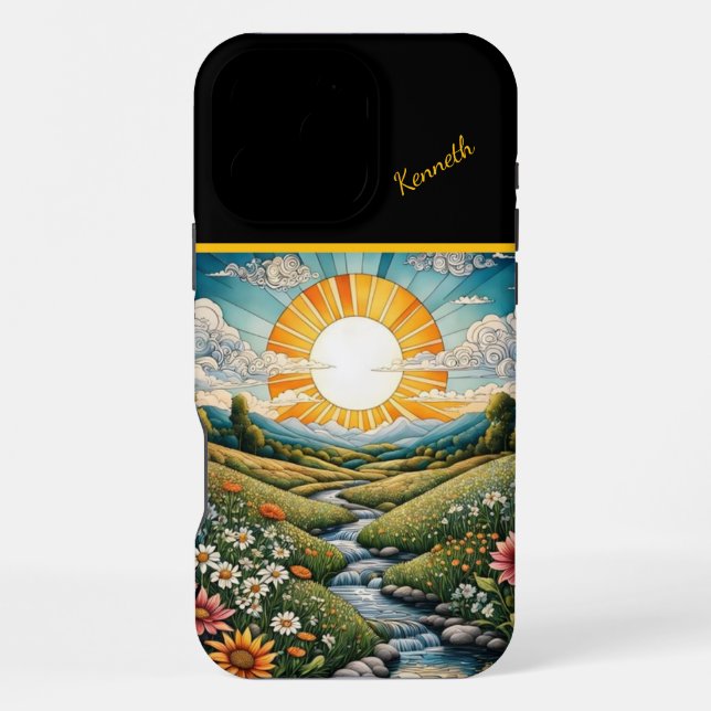 Sunlit Stream In A Meadow Iphone Case (Back)