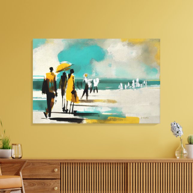 Sunlit Stroll – Abstract Figures In Open Light Canvas Print (Insitu(LivingRoom))