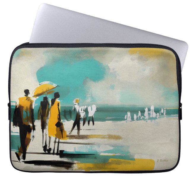 Sunlit Stroll – Abstract Figures In Open Light Laptop Sleeve (Front)