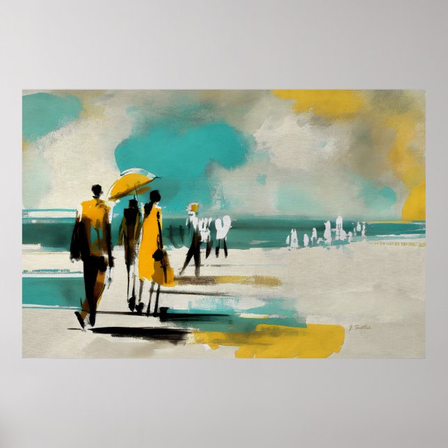 Sunlit Stroll – Abstract Figures In Open Light Poster (Front)