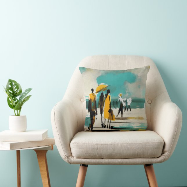 Sunlit Stroll – Abstract Figures In Open Light Throw Pillow (Chair)