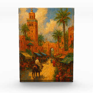 Sunlit Stroll Through Marrakech Marocco Vintage Photo Block
