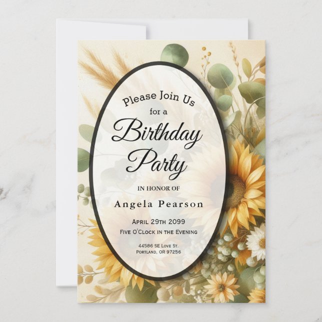 Sunlit Summer Sunflower Blooms Invitation (Front)