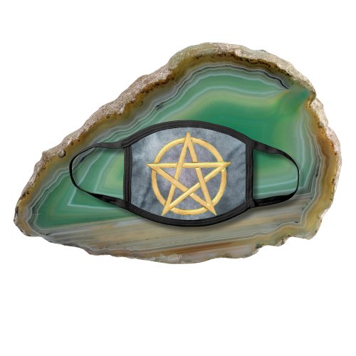 Sunlit Symmetry A Citrine Pentagram Creation Face Mask