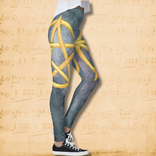 Sunlit Symmetry: A Citrine Pentagram Creation Leggings