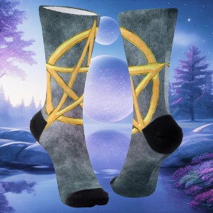 Sunlit Symmetry: A Citrine Pentagram Creation Socks