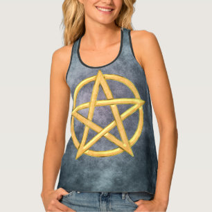 Sunlit Symmetry: A Citrine Pentagram Creation Tank Top