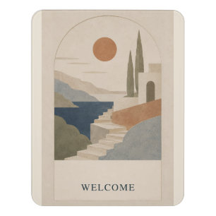 Sunlit Terraces Coastal WELCOME Vertical Door Sign