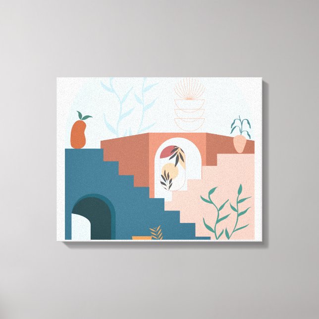 "Sunlit Terraces – Modern Abstract Wood Wall Décor Canvas Print (Front)