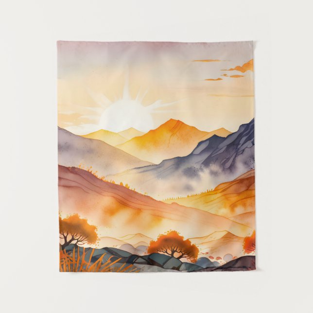 Sunlit Trees and Shadowed Valleys Tapestry (Front)