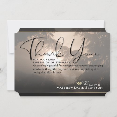 Sunlit Trees in Nature Sympathy Thank You Card