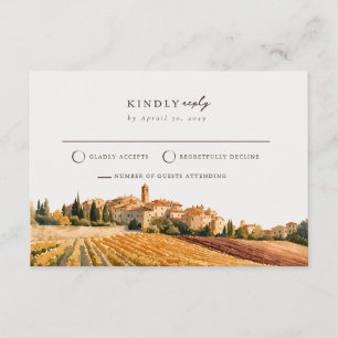 Sunlit Tuscan Vineyard Italy Wedding RSVP Card