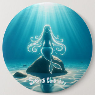 Sunlit, underwater mermaid button