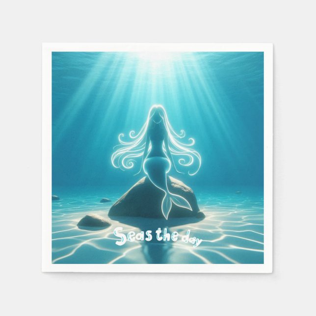Sunlit, underwater mermaid napkins (Front)