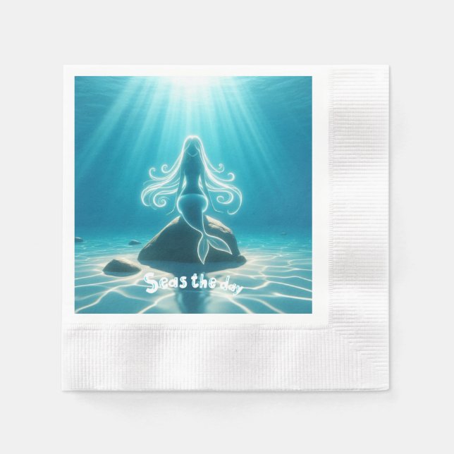 Sunlit, underwater mermaid napkins (Front)