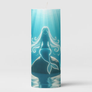 Sunlit, underwater mermaid pillar candle