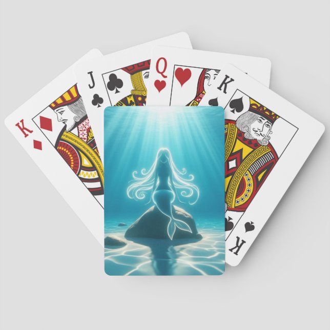 Sunlit, underwater mermaid poker cards (Back)