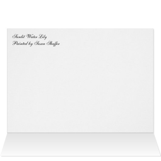 Sunlit Water Lily Card (Inside Horizontal (Top))