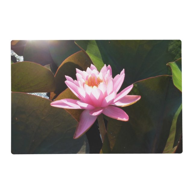 Sunlit Waterlily Pink Floral Water Garden Placemat (Front)