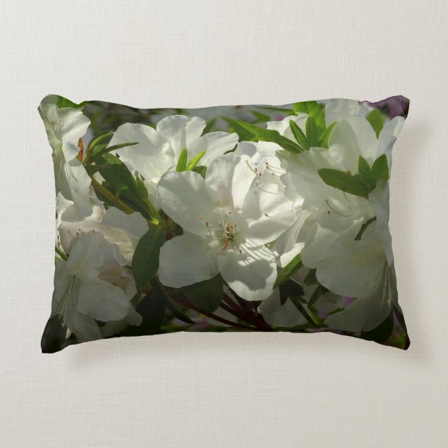 Sunlit White Azaleas Beautiful Spring Flowers Accent Pillow (Front)
